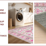 Ultra Soft Area Rug, Non Slip, Stain Resistant, Washable Area Rugs for Living Room, Bedroom, Chic Ethnic Floral Arrangement(Pink)