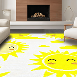 Ultra Soft Area Rug, Non Slip, Stain Resistant, Washable Area Rugs for Living Room, Bedroom, Happy Sunshine Inspired Art(Yellow)