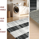 Ultra Soft Area Rug, Non Slip, Stain Resistant, Washable Area Rugs for Living Room, Bedroom, Bold Parallel Lines, Contemporary Stripe Aesthetic(Black)