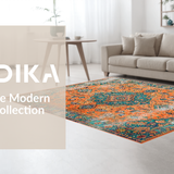 Ultra Soft Area Rug, Non Slip, Stain Resistant, Washable Area Rugs for Living Room, Bedroom, Vibrant Orange Distressed Elegance(Orange)