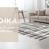 Ultra Soft Area Rug, Non Slip, Stain Resistant, Washable Area Rugs for Living Room, Bedroom, Modern Abstract Linear Weave Rug Featuring Black and White Intersecting Stripes(Gray)