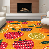 Ultra Soft Area Rug, Non Slip, Stain Resistant, Washable Area Rugs for Living Room, Bedroom, Cheerful Harvest Fruit Arrangement(Yellow)