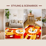 Ultra Soft Area Rug, Non Slip, Stain Resistant, Washable Area Rugs for Living Room, Bedroom, Vibrant Jungle-Themed Design(Orange)