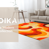 Ultra Soft Area Rug, Non Slip, Stain Resistant, Washable Area Rugs for Living Room, Bedroom, Whimsical Colorful Fluid Design(Orange)