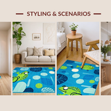 Pastel Frog Patterned Mat(Blue)