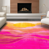 Ultra Soft Area Rug, Non Slip, Stain Resistant, Washable Area Rugs for Living Room, Bedroom, Chic Sunset-Inspired Artistic Flair(Yellow)