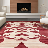 Ultra Soft Area Rug, Non Slip, Stain Resistant, Washable Area Rugs for Living Room, Bedroom, Vintage Tiger Ethnic Aesthetic(Red)