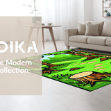 Ultra Soft Area Rug, Non Slip, Stain Resistant, Washable Area Rugs for Living Room, Bedroom, Playful Camping Adventure Scene(Green)