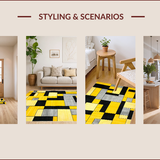 Ultra Soft Area Rug, Non Slip, Stain Resistant, Washable Area Rugs for Living Room, Bedroom, Dynamic Modern Linear Interpretation(Yellow)