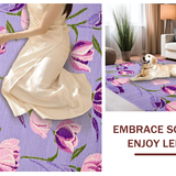 Ultra Soft Area Rug, Non Slip, Stain Resistant, Washable Area Rugs for Living Room, Bedroom, Delicate Lavender Floral Print Ensemble(Purple)