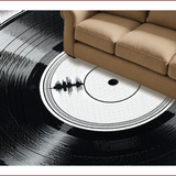 Ultra Soft Area Rug, Non Slip, Stain Resistant, Washable Area Rugs for Living Room, Bedroom, Retro Black Music Record Bedroom Floor Rug(Black)