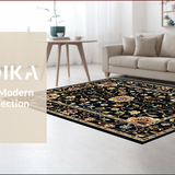 Ultra Soft Area Rug, Non Slip, Stain Resistant, Washable Area Rugs for Living Room, Bedroom, Stylish Black and Grey Elegance(Black)