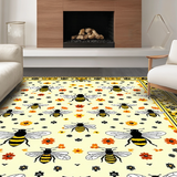 Ultra Soft Area Rug, Non Slip, Stain Resistant, Washable Area Rugs for Living Room, Bedroom, Sunny Yellow Rustic Blossom Design(Yellow)
