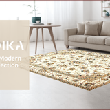 Ultra Soft Area Rug, Non Slip, Stain Resistant, Washable Area Rugs for Living Room, Bedroom, Rustic Distressed Botanical Elegance(Beige)