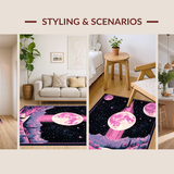 Ultra Soft Area Rug, Non Slip, Stain Resistant, Washable Area Rugs for Living Room, Bedroom, Elegant Lunar Tiled Artistry(Pink)