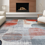 Ultra Soft Area Rug, Non Slip, Stain Resistant, Washable Area Rugs for Living Room, Bedroom, Elegant Soft Geometric Waves(Red)