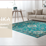 Ultra Soft Area Rug, Non Slip, Stain Resistant, Washable Area Rugs for Living Room, Bedroom, Rustic Lake Green Floral Motif(Green)
