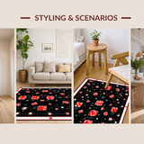 Ultra Soft Area Rug, Non Slip, Stain Resistant, Washable Area Rugs for Living Room, Bedroom, Stylish Modern Abstract Elements(Black)