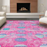 Ultra Soft Area Rug, Non Slip, Stain Resistant, Washable Area Rugs for Living Room, Bedroom, Eclectic Colorful Egg Imagery(Pink)
