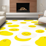 Ultra Soft Area Rug, Non Slip, Stain Resistant, Washable Area Rugs for Living Room, Bedroom, Bright Soft Curvilinear Shapes(Yellow)