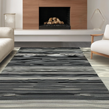 Ultra Soft Area Rug, Non Slip, Stain Resistant, Washable Area Rugs for Living Room, Bedroom, Rustic Black and White Geometric Flair(Gray)