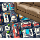 Ultra Soft Area Rug, Non Slip, Stain Resistant, Washable Area Rugs for Living Room, Bedroom, Vibrant Urban Traffic Learning Mat for Toddler Playroom(Gray)