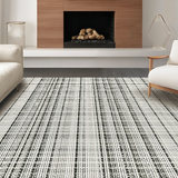 Ultra Soft Area Rug, Non Slip, Stain Resistant, Washable Area Rugs for Living Room, Bedroom, Black and White Striped Carpet, Geometric Pattern(Gray)
