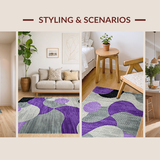 Ultra Soft Area Rug, Non Slip, Stain Resistant, Washable Area Rugs for Living Room, Bedroom, Sophisticated Grey and Purple Fusion(Purple)