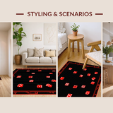 Ultra Soft Area Rug, Non Slip, Stain Resistant, Washable Area Rugs for Living Room, Bedroom, Elegant Minimalist Monochrome Design(Red)