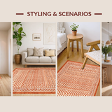 Ultra Soft Area Rug, Non Slip, Stain Resistant, Washable Area Rugs for Living Room, Bedroom, Artful Tiled Geometric Layout(Orange)
