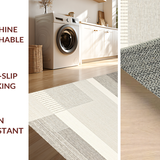 Ultra Soft Area Rug, Non Slip, Stain Resistant, Washable Area Rugs for Living Room, Bedroom, Vibrant Boho Geometric Aesthetic(Beige)