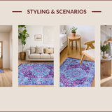 Ultra Soft Area Rug, Non Slip, Stain Resistant, Washable Area Rugs for Living Room, Bedroom, Vibrant Boho Geometric Fusion(Blue)