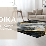 Ultra Soft Area Rug, Non Slip, Stain Resistant, Washable Area Rugs for Living Room, Bedroom, Sleek Abstract Grey Marble Aesthetic(Black)