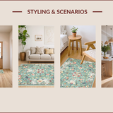 Ultra Soft Area Rug, Non Slip, Stain Resistant, Washable Area Rugs for Living Room, Bedroom, Distressed Floral Boho(Beige)