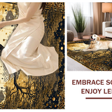 Ultra Soft Area Rug, Non Slip, Stain Resistant, Washable Area Rugs for Living Room, Bedroom, Modern Symbolic Nature Design(Gold)