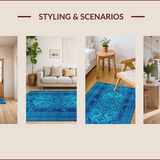 Ultra Soft Area Rug, Non Slip, Stain Resistant, Washable Area Rugs for Living Room, Bedroom, Boho Traditional Non-Shedding(Blue)