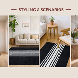 Ultra Soft Area Rug, Non Slip, Stain Resistant, Washable Area Rugs for Living Room, Bedroom, Dramatic Monochrome Zebra Print Rug With Bold Stripe Pattern for Vibrant Decor(Black)