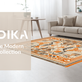 Ultra Soft Area Rug, Non Slip, Stain Resistant, Washable Area Rugs for Living Room, Bedroom, Sophisticated Lattice Design with Warm Hues(Orange)