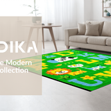 Ultra Soft Area Rug, Non Slip, Stain Resistant, Washable Area Rugs for Living Room, Bedroom, Whimsical Animal Alphabet Collage(Green)