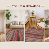 Ultra Soft Area Rug, Non Slip, Stain Resistant, Washable Area Rugs for Living Room, Bedroom, Eclectic Multicolor Ethnic Design(Red)