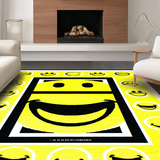 Ultra Soft Area Rug, Non Slip, Stain Resistant, Washable Area Rugs for Living Room, Bedroom, Modern Psychedelic Round Shape(Yellow)