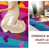Ultra Soft Area Rug, Non Slip, Stain Resistant, Washable Area Rugs for Living Room, Bedroom, Charming Playful Rainbow Typography(Orange)