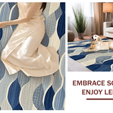 Ultra Soft Area Rug, Non Slip, Stain Resistant, Washable Area Rugs for Living Room, Bedroom, Serene Coastal Scallop Pattern(Blue)