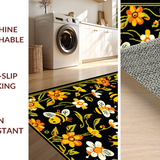 Ultra Soft Area Rug, Non Slip, Stain Resistant, Washable Area Rugs for Living Room, Bedroom, Elegant Nature-Inspired Curves(Black)