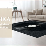 Ultra Soft Area Rug, Non Slip, Stain Resistant, Washable Area Rugs for Living Room, Bedroom, Music Lover Retro Playroom Non-Slip Carpet(Black)