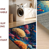 Ultra Soft Area Rug, Non Slip, Stain Resistant, Washable Area Rugs for Living Room, Bedroom, Marine Life Rug, Ocean Scene Carpet(Blue)