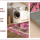 Ultra Soft Area Rug, Non Slip, Stain Resistant, Washable Area Rugs for Living Room, Bedroom, Tribal Distressed Pink Living Room Stain-Resistant Rug(Pink)