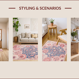 Ultra Soft Area Rug, Non Slip, Stain Resistant, Washable Area Rugs for Living Room, Bedroom, Vintage Honeycomb Distressed(Pink)