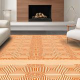 Ultra Soft Area Rug, Non Slip, Stain Resistant, Washable Area Rugs for Living Room, Bedroom, Striking Warm Tones Medallion Layout(Orange)