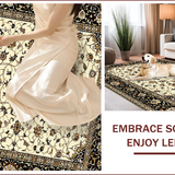 Ultra Soft Area Rug, Non Slip, Stain Resistant, Washable Area Rugs for Living Room, Bedroom, Elegant Rustic Floral Medallion(Ivory)